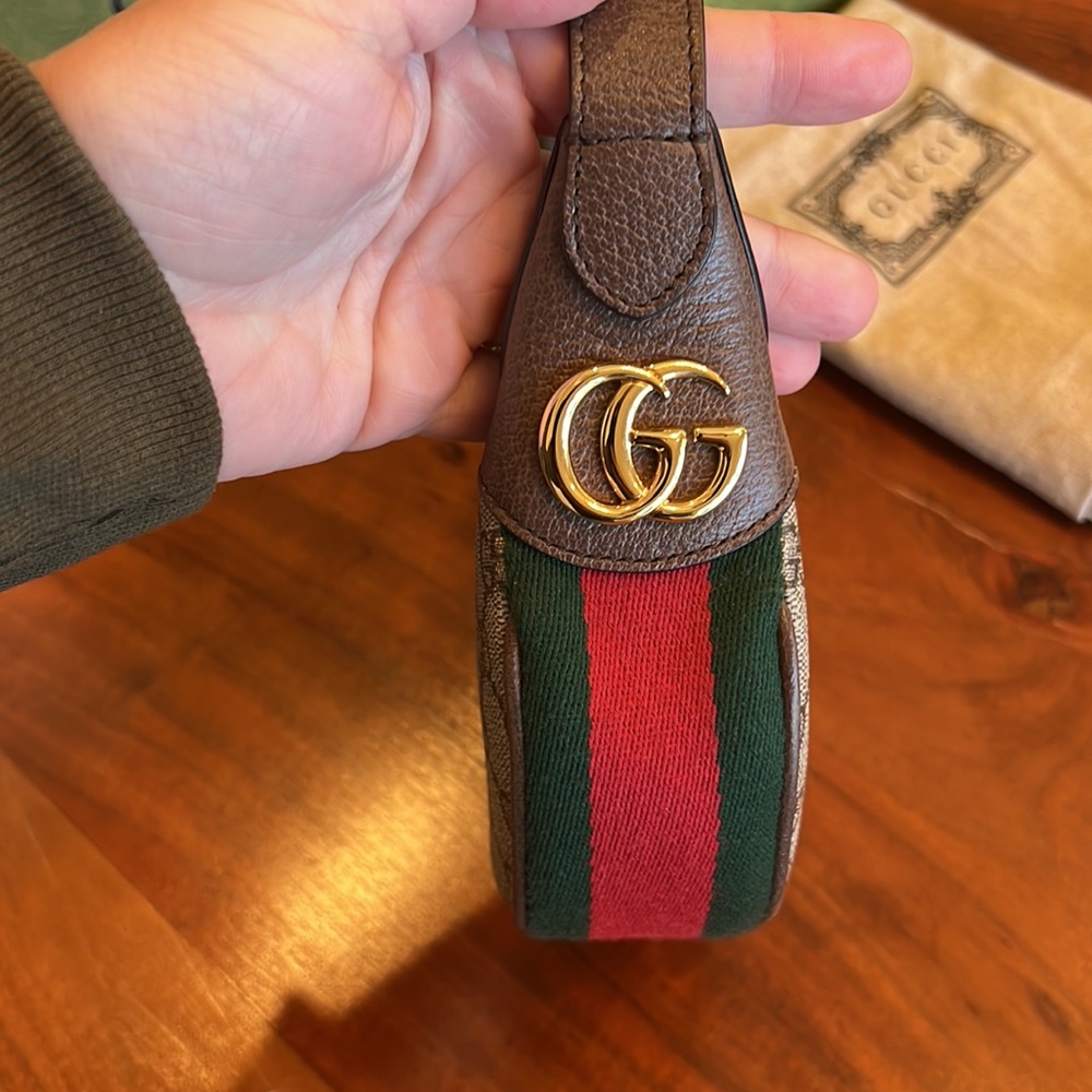 Gucci Beige & Brown GG Mini Crescent Shoulder Bag - Picture 3 of 15